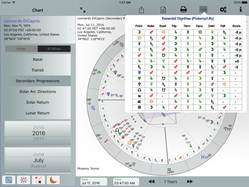Essential dignities landscape - grey theme