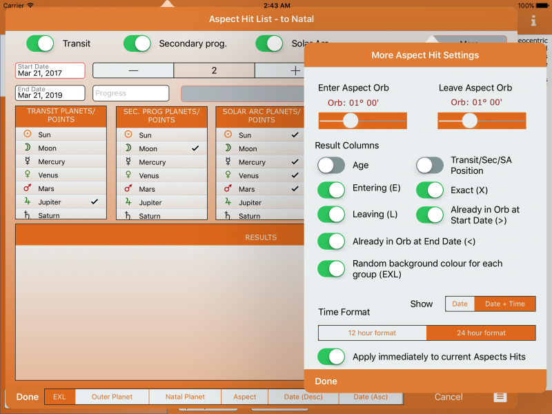 More Settings for Aspect Hits