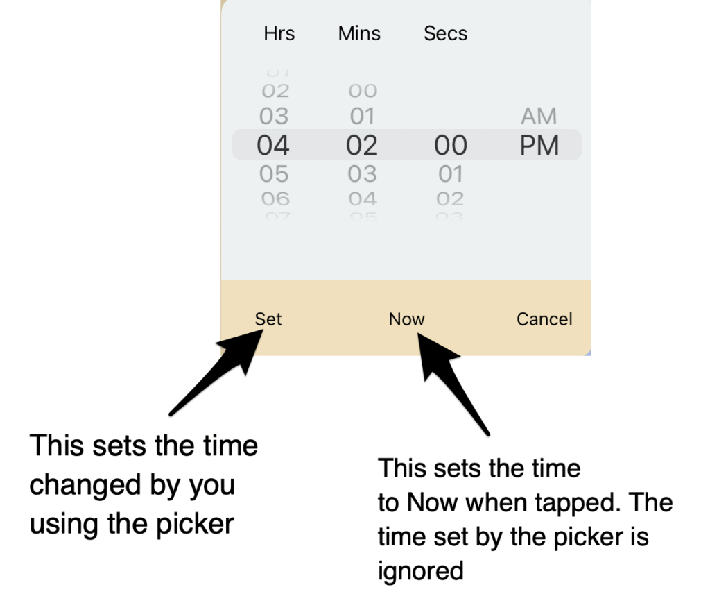 Time picker with Now
