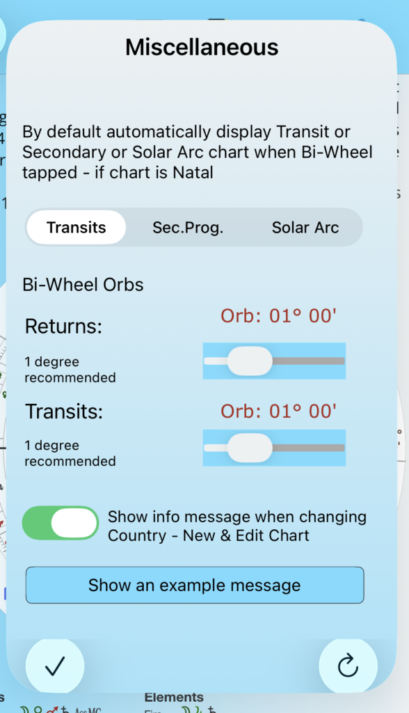 Bi-wheel Selection setting