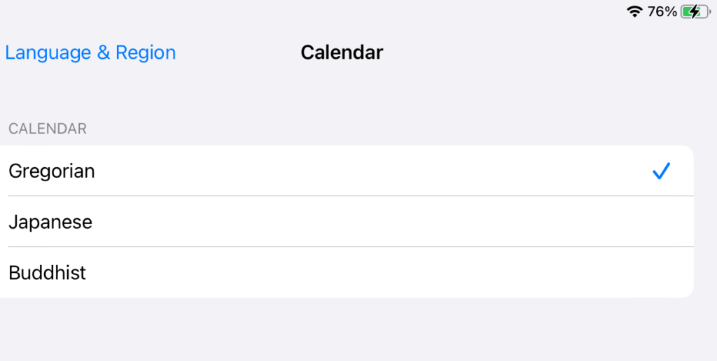 Calendar settings