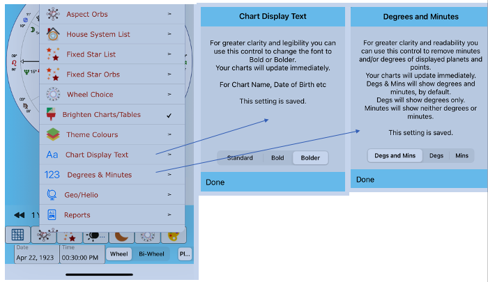 Text, Degrees and Minutes
