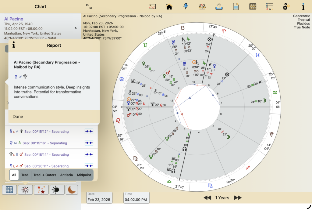 Long-press Aspect Table record