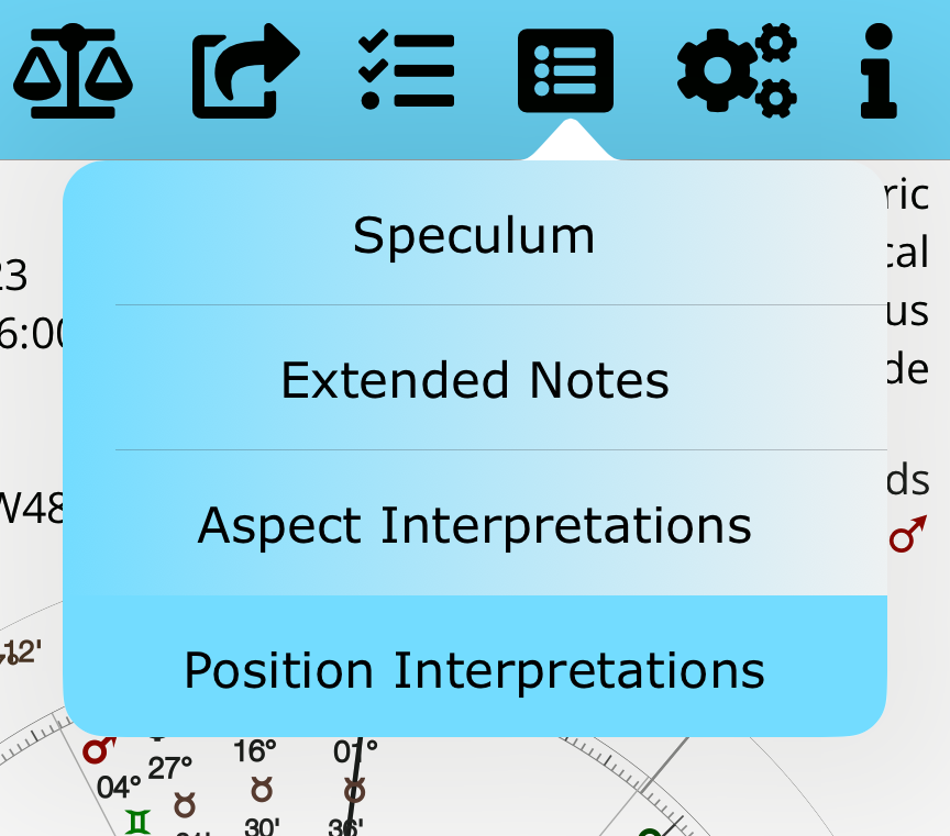 Menu - position Interpretations