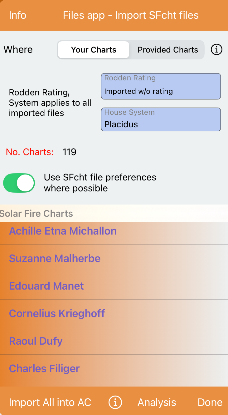 Solar Fire Import View