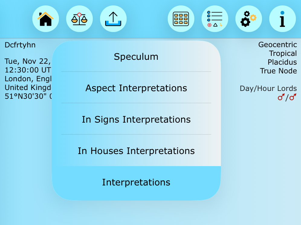 Interpretation menu