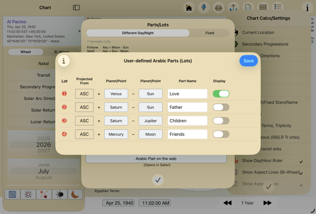 User parts form