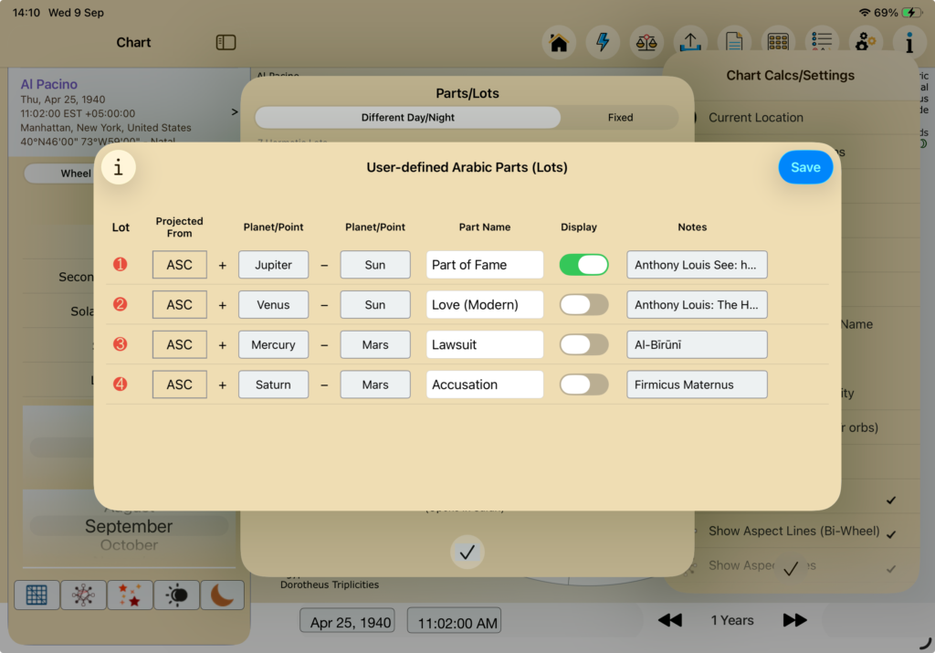 User-Defined Parts Settings